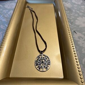 Elegant Silver and Black Pendant Necklace